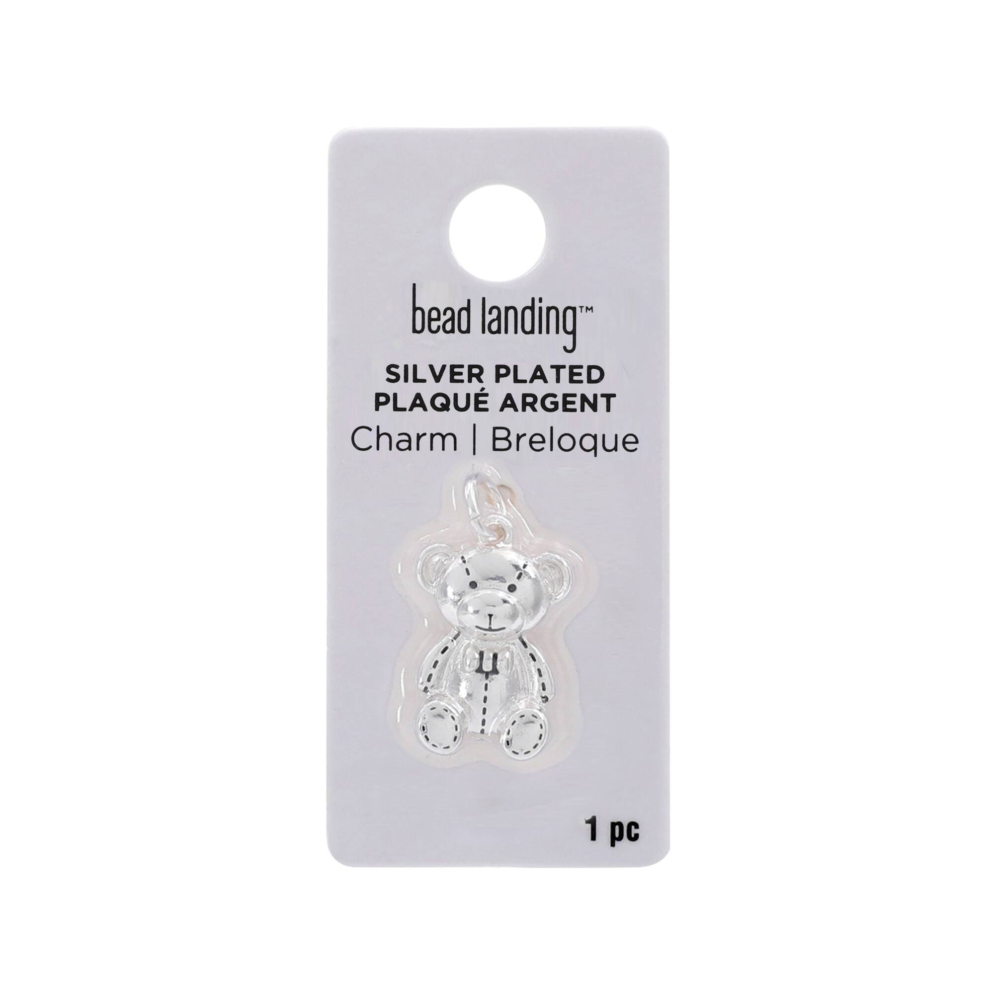 Silver Plated Teddy Bear Charm by Bead Landing™